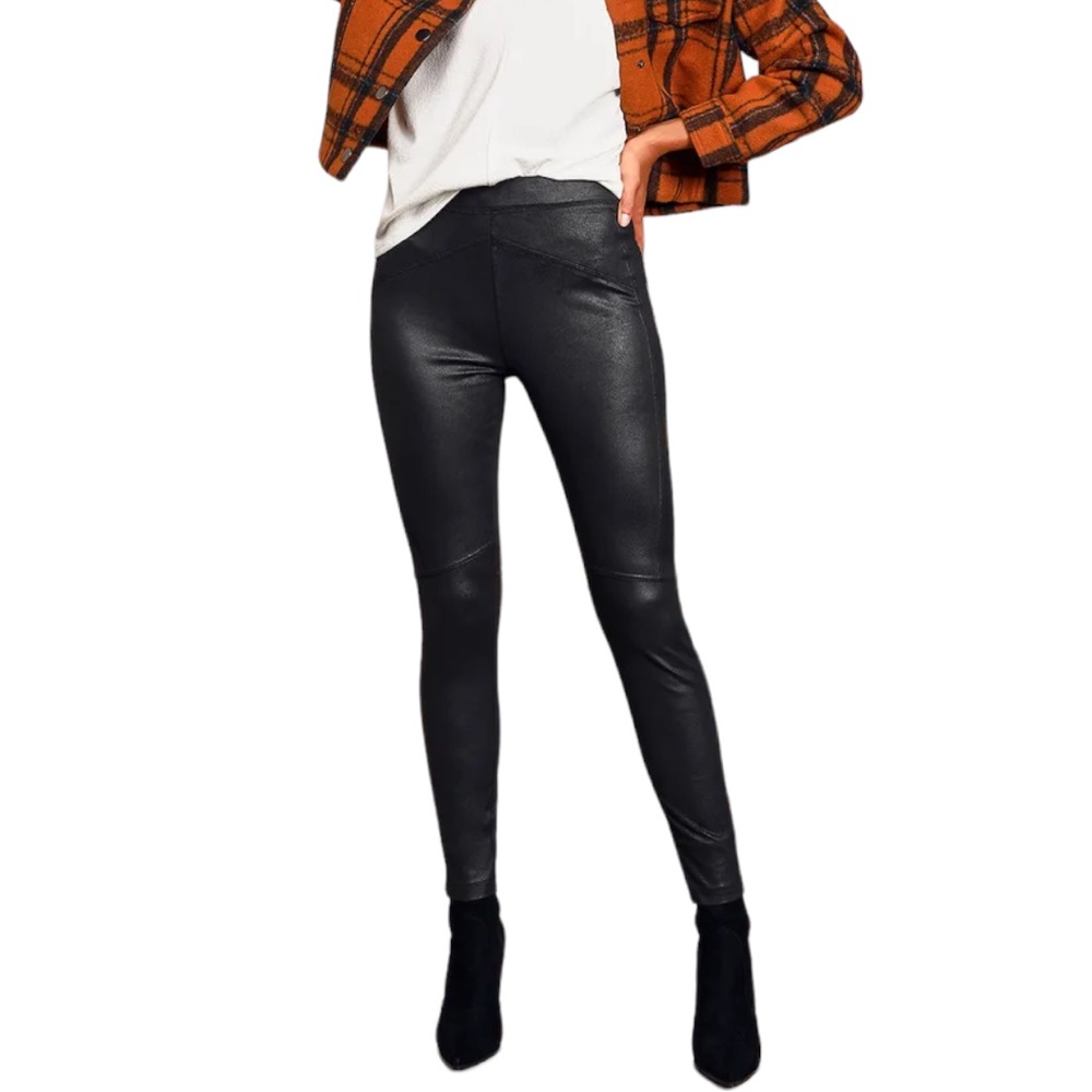 Free People Midnight Vegan Suede Skinny Black Moto Leggings XS